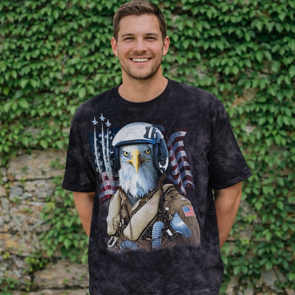 THE MOUNTAIN "Top Gun Eagle" Patriotic Short Sleeve T-Shirt, L